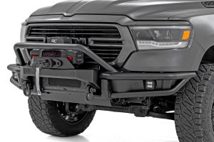 Ram 1500 Front Bumper - Rough Country - Tubular | Winch Mount - Satin Black - '19-'24
